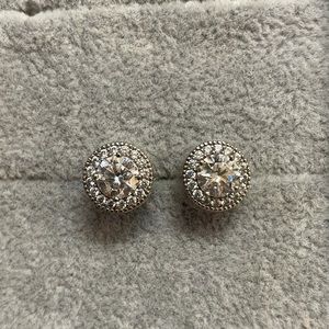 Sparkly Cubic Zirconia Halo Earrings